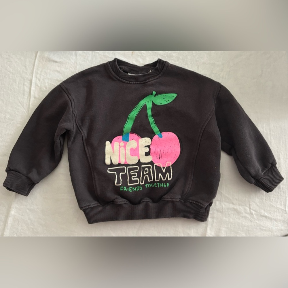 Toddler Sweatshirt - Black with Cherry Design